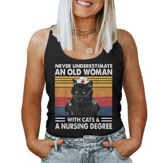 Never Underestimate An Old Woman With Cats And Nursing Women Tank Top | Mazezy