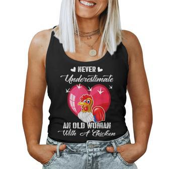 Never Underestimate An Old Woman With A Chicken Costume Women Tank Top - Monsterry AU