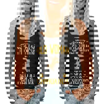 Never Underestimate An Old Woman With A Chihuahua Women Tank Top - Thegiftio UK
