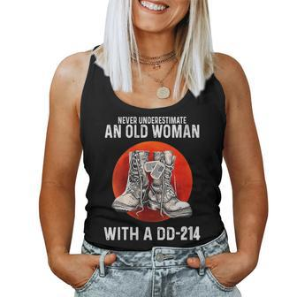 Never Underestimate An Old Woman With A Dd214 Veteran Women Tank Top | Mazezy