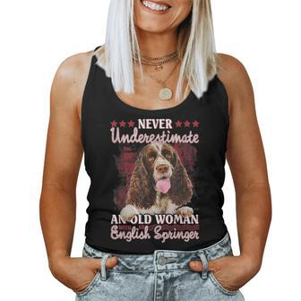 Never Underestimate An Old Woman With A English Springer Women Tank Top | Mazezy