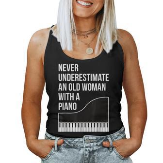Never Underestimate An Old Woman With A Piano Women Women Tank Top - Seseable
