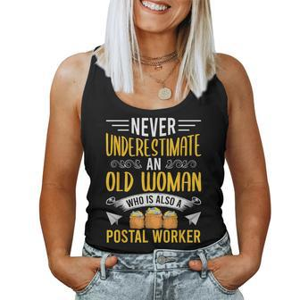 Never Underestimate An Old Woman Also A Postal Worker Women Tank Top - Thegiftio UK
