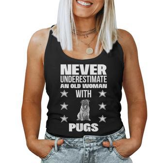 Never Underestimate An Old Woman With Pugs Women Tank Top - Monsterry AU