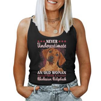 Never Underestimate An Old Woman With A Rhodesian Ridgeback Women Tank Top | Mazezy
