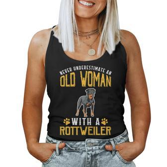 Never Underestimate An Old Woman With A Rottweiler Women Tank Top - Thegiftio UK