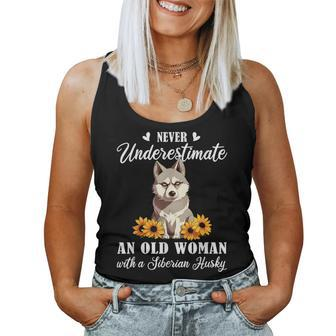 Never Underestimate An Old Woman With A Siberian Husky Lover Women Tank Top | Mazezy