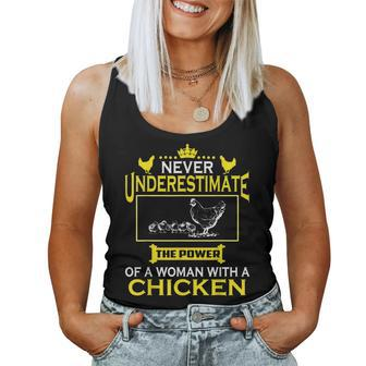 Never Underestimate The Power Of Woman With Chicken Farmer T Women Tank Top - Seseable