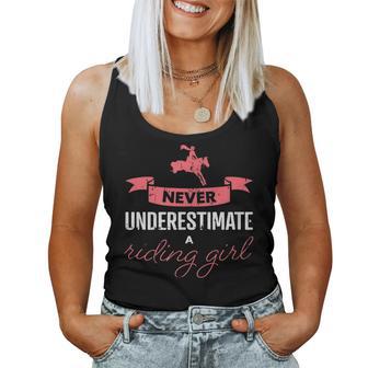 Never Underestimate A Riding Girl Horse Riding Women Tank Top - Thegiftio UK