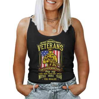 Never Underestimate A Veteran Military Women Tank Top - Seseable
