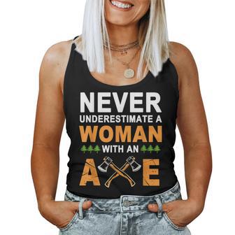 Never Underestimate A Woman With An Axe Lumberjack For Women Women Tank Top - Monsterry DE