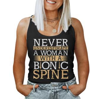 Never Underestimate A Woman With A Bionic Spine Surgery Women Tank Top - Monsterry CA