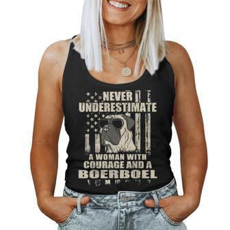 Never Underestimate Woman And A Boerboel Usa Flag Women Tank Top - Monsterry