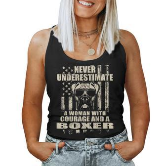 Never Underestimate Woman And A Boxer Usa Flag Women Tank Top - Monsterry UK
