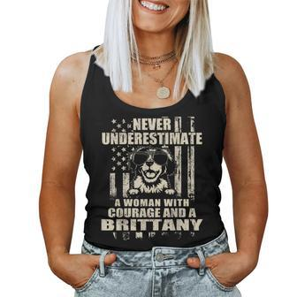 Never Underestimate Woman And A Brittany Usa Flag Women Tank Top - Monsterry DE