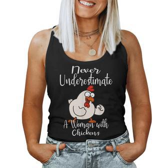 Never Underestimate A Woman With Chickens Farmer Chicken Women Tank Top - Monsterry AU