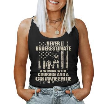 Never Underestimate Woman And A Chiweenie Usa Flag Women Tank Top - Monsterry DE