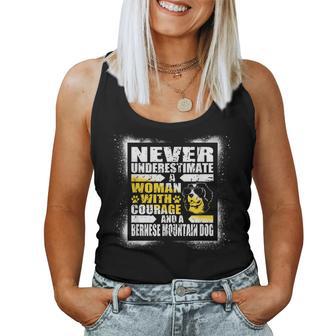 Never Underestimate Woman Courage And Her Bernese Mountain Women Tank Top - Thegiftio UK