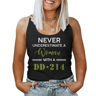 Never Underestimate A Woman With A Dd-214 Female Veteran Women Tank Top | Mazezy