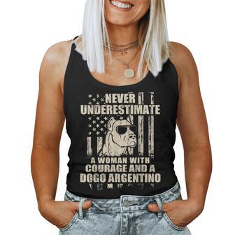 Never Underestimate Woman And A Dogo Argentino Usa Flag Women Tank Top - Thegiftio UK