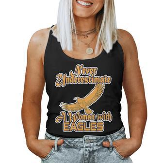 Never Underestimate A Woman With Eagles Bald Eagle Women Tank Top - Thegiftio UK