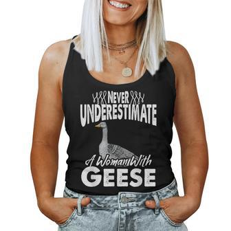 Never Underestimate A Woman With Geese Goose Women Tank Top - Monsterry