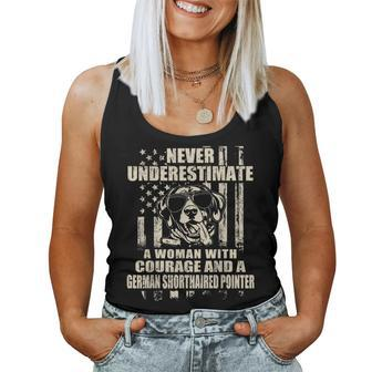 Never Underestimate Woman And A German Shorthaired Pointer U Women Tank Top - Thegiftio UK