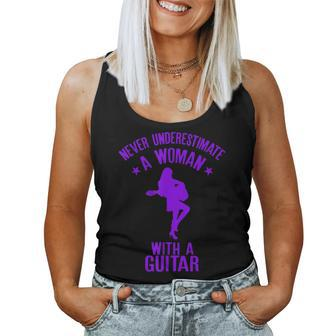 Never Underestimate A Woman With A Guitar Quote Women Tank Top - Seseable
