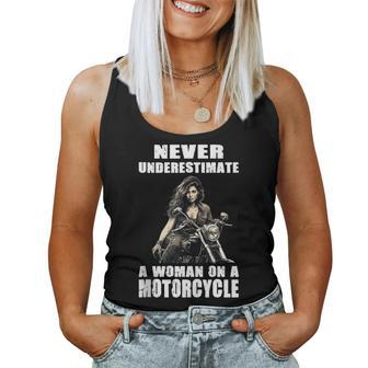 Never Underestimate A Woman On A Motorcycle Women Tank Top - Monsterry