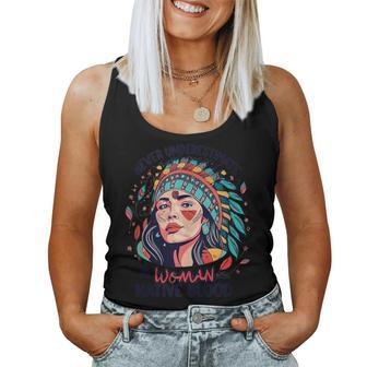 Never Underestimate A Woman With Native Blood Feathers Women Tank Top - Monsterry DE