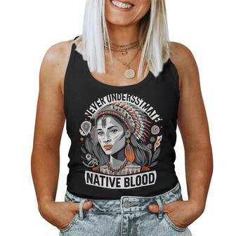 Never Underestimate A Woman With Native Blood Tribal Women Tank Top - Monsterry