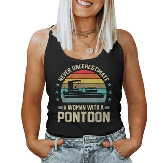 Never Underestimate A Woman With A Pontoon Boat Captain Women Tank Top - Thegiftio UK