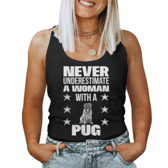 Never Underestimate A Woman With A Pug Women Tank Top - Monsterry AU