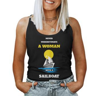 Never Underestimate A Woman With A Sailboat Boating Women Tank Top | Mazezy DE