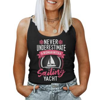 Never Underestimate A Woman With A Sailing Yacht Sailor Women Tank Top - Thegiftio UK