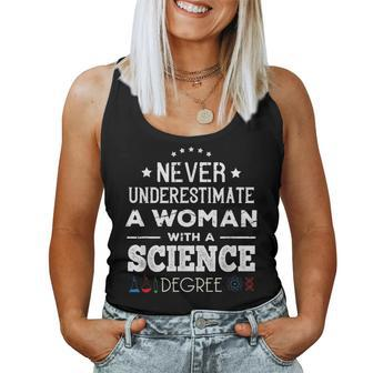 Never Underestimate A Woman With A Science Degree Feminist Women Tank Top | Mazezy
