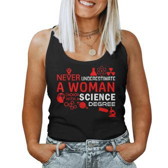 Never Underestimate Woman With A Science Degree Punny Women Tank Top - Seseable