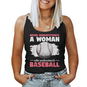 Never Underestimate A Woman Who Understands Baseball Women Tank Top | Mazezy