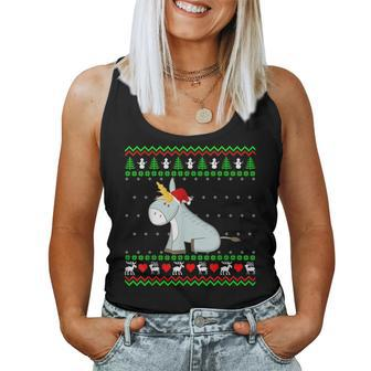 Unicorn Donkey Ugly Christmas Sweater Women Tank Top - Monsterry AU