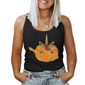 Unicorn Pumpkin Halloween Dab Fall & Autumn Halloween Women Tank Top | Mazezy