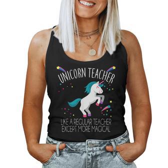 Unicorn Teacher Funny Rainbow Humor School Educator Women Tank Top Basic Casual Daily Weekend Graphic - Thegiftio UK