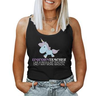 Unicorn Teacher Way More Magical Funny Teachers Gift Women Tank Top Basic Casual Daily Weekend Graphic - Thegiftio UK