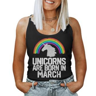 Unicorns Are Born In March Birthday Rainbow Girls Women Tank Top | Mazezy