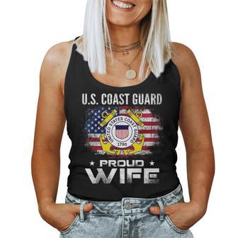 Us Coast Guard Proud Wife With American Flag Veteran Veteran Women Tank Top | Mazezy
