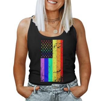 Usa Gay Pride Flag Rainbow Stars & Line Gay Lgbt 4Th Of July Women Tank Top | Mazezy