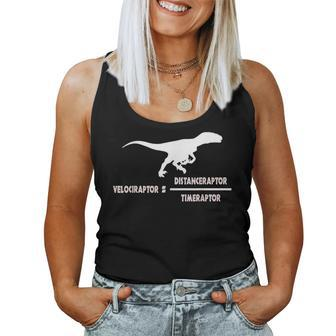 Velociraptor Physics Distance Time Formula Dinosaur Teacher Women Tank Top | Mazezy CA