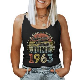 Vintage 60Th Birthday Awesome Since June 1963 60 Years Old Women Tank Top | Mazezy