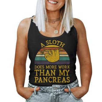 Vintage A Sloth Does More Work Than My Pancreas Women Tank Top Basic Casual Daily Weekend Graphic - Thegiftio UK