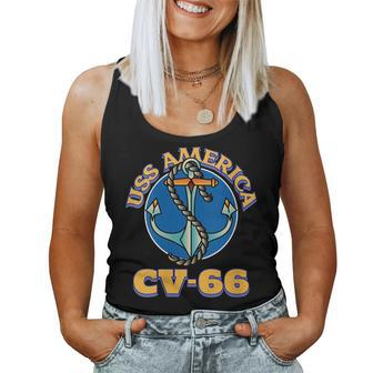 Vintage Anchor Us Aircraft Carrier Cv-66 Uss America Women Tank Top Basic Casual Daily Weekend Graphic - Thegiftio UK