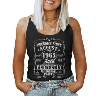 Vintage August 1963 60 Year Old 60Th Birthday Gift For Women Women Tank Top Weekend Graphic - Seseable